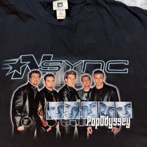 NSYNC Pop Odyssey Tour T Shirt Mens XL Black Graphic Tee 2001 Winterland
